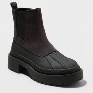 Ella Chelsea Sz 7.5 Duck Boots Universal Thread Black Slip On Side Shoes Zip